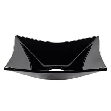 Imagem de Cuba Quadrada 30cm + Torneira Cascata + Valvula - Kit Preto