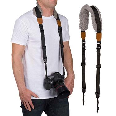 Imagem de Alça de câmera DSLR Movo MP-SS8 – Alça de ombro de alça de pele de carneiro de liberação rápida, alça de pulso para binóculo e câmeras
