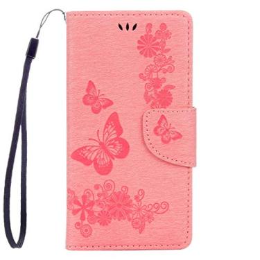 Imagem de CHAJIJIAO Capa ultrafina para Sony Xperia XZ Power Butterflies em relevo horizontal capa de couro com suporte e compartimentos para cartões, carteira e cordão (preto) (cor: rosa)