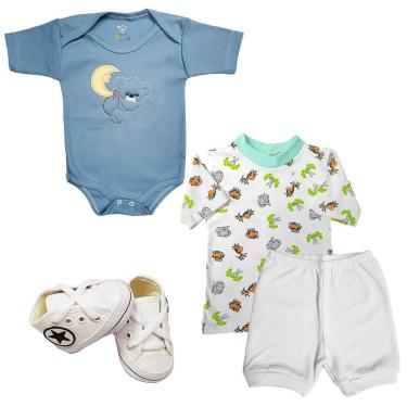 Imagem de Roupa Bebê Kit 4 Pçs Bebê Confortável Estiloso Menina Menino