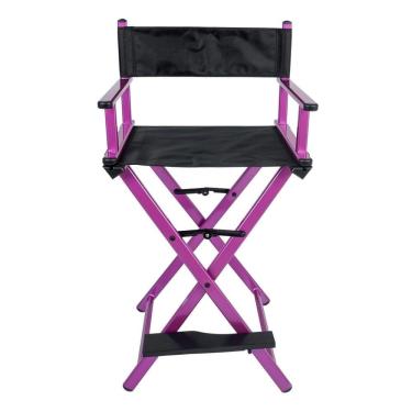 Imagem de Cadeira Maquiador Diretor Cinema Alumínio Pelegrin PEL-Y01C Preta e Rosa