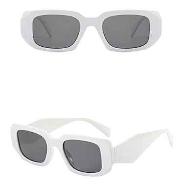 Imagem de Small Polygon Rectangle Women Sunglasses Fashion Retro Square Sun Glasses Men Classic White Glasses Shades UV400,6,White,Gray,china