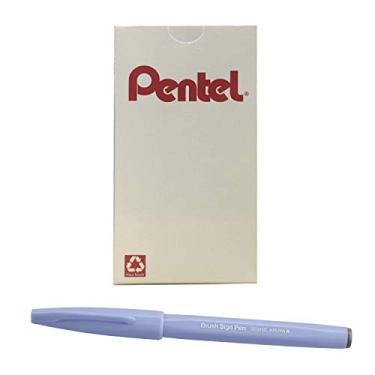 Imagem de Pentel Pincel para caneta com placa de arte, tinta azul cinza, caixa com 12 canetas