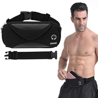 Imagem de Cinto de corrida USHAKE com extensor de cinto, bolsa sem salto, bolsa de ginástica, pochete esportivo de cinto, pacote de cintura para Apple iPhone XR XS 8 X 7 + Samsung Note Galaxy em corrida, ciclismo-05BK