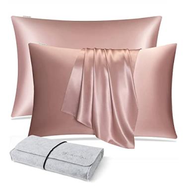 Imagem de DISANGNI 100% Natural Mulberry Silk Pillow case for Hair and Skin with Hidden Zipper 22 Momme Both Sides Real Silk Pillow Case (2pc Standard Size 20" x26", Pink)