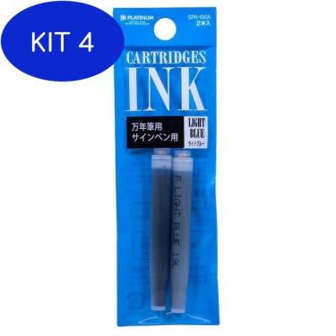 Imagem de Kit 4 Cartucho De Tinta Platinum Azul Turquesa Com 2