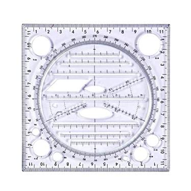 Imagem de Padrão Giratório DIY Estéreo Geométrico Construção Desenho Régua Medição Régua funciones para Escritório de Design, PRETO