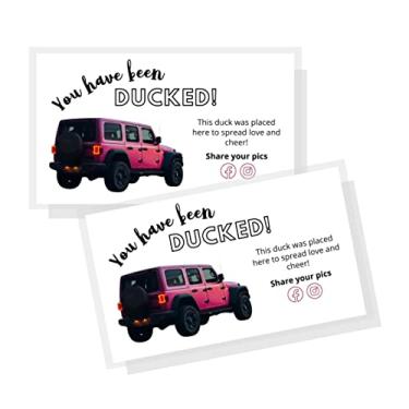 Imagem de Etiqueta You've Been Ducked | Cartão de tamanho comercial impresso físico de 5 x 8,9 cm | Etiqueta de pato anexada a patos de borracha | Design Tuscadero Pink