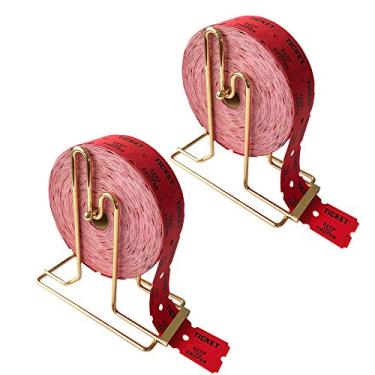 Imagem de Yuanhe 2 peças dispensador de bilhetes de rafle banhado a latão para bilhetes de rolo único e rolo duplo