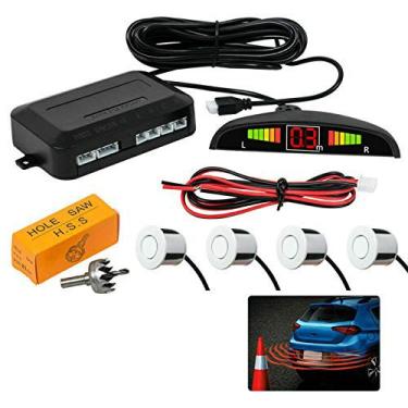 Imagem de TOTMOX Monitor de LED assistentes de estacionamento duplo CPU segurança inversão sensor de radar de estacionamento veículo de carro com 4 sensores alarme alarme alarme lembrete condução segura, kit de