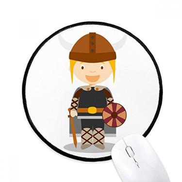 Imagem de DIYthinker Sweden Viking Cartoon Mouse Pad Desktop Office Tapete Redondo para Computador