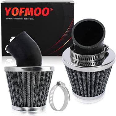 Imagem de YOFMOO 2 peças limpador de filtro de ar de 35 mm ângulo de 45 graus compatível com 50cc 70cc 90cc 110cc 125cc 2 tempos motor motocicleta ATV Quad Scooter Go Kart Moped Pit Dirt Pocket mini bicicleta 34 mm 36 mm