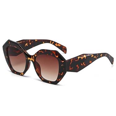 Imagem de Óculos Quadrados Polígono Cor Doce Leve Para Mulheres Vintage Moda Plástico Óculos Claros Armação Leopardo, 10, Tamanho Único