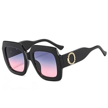 Imagem de Óculos de sol quadrados superdimensionados fashion para mulheres elegantes óculos de sol gradientes femininos uv400, preto cinza rosa, tamanho único