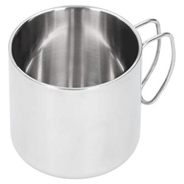 Imagem de Caneca de café xícara de chá insípida fácil de limpar aço inoxidável confortável caneca portátil para escolas (prata)