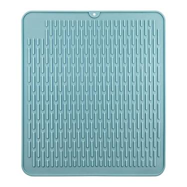Imagem de Tapete de Secagem de Silicone, Suporte de Resistente Calor à 'água 45x40 Cm Almofa de Drenagem, Esteira de Secagem Azul 45 * 40 * 0,5cm
