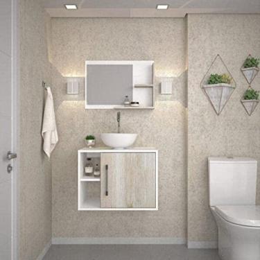 Imagem de Conjunto para Banheiro Gabinete com Cuba Redonda R30 e Espelheira Laura 600 Yescasa Branco Chess/snow