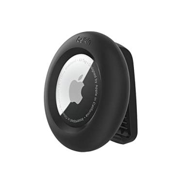 Imagem de Belkin Suporte seguro para AirTag da Apple com clipe – Capa durável resistente a arranhões Air Tag com mola anexada à mochila, roupas e bagagem, preto