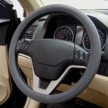 Imagem de Lyqfff Capa para volante de carro KIA, Hyundai, Toyota, Honda, 1 peça preta cinza bege PU microfibra