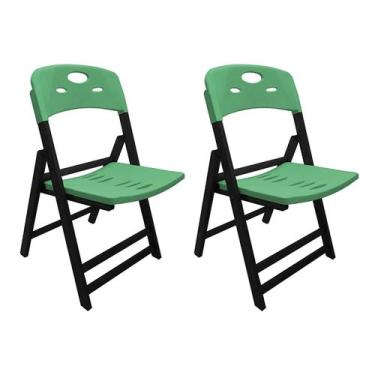 Imagem de Kit Com 2 Cadeiras Dobraveis De Madeira Elegance Preto Polipropileno V