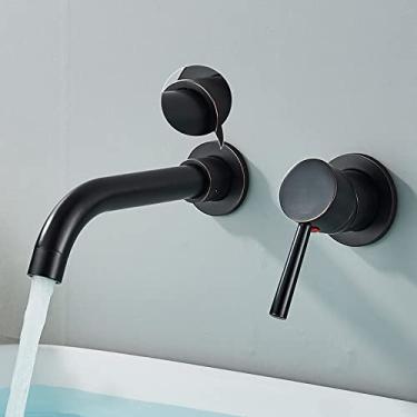 Imagem de Torneira de lavatório de ouro escovado, torneira de parede embutida, rotação de 360º, manípulo único, torneira misturadora para banho de água quente e fria, bronze polido a óleo