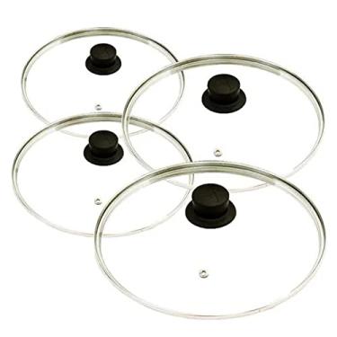 Imagem de Jogo 4 Tampas De Vidro Avulsas Para Panelas 18; 20; 24 E 28 Cm