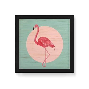 Imagem de Arte Maníacos Quadro Decorativo em Madeira Flamingo - 30x30cm (Moldura caixa em laca preta)