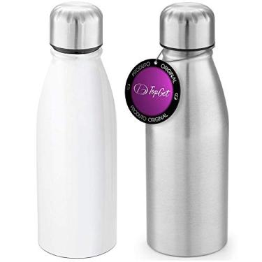 Imagem de Kit 2x Squeeze Alumínio 500 ml Wave TopGet Branco e Prata