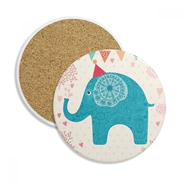 Imagem de Chapéu vermelho elefante bandeira azul colorida copo copo copo proteção mesa pedra absorvente