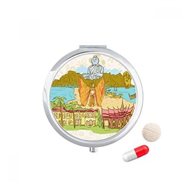Imagem de Caixa de comprimidos Culture Religion Customs Temple Landmark Pocket Medicine Storage Box Dispenser recipiente
