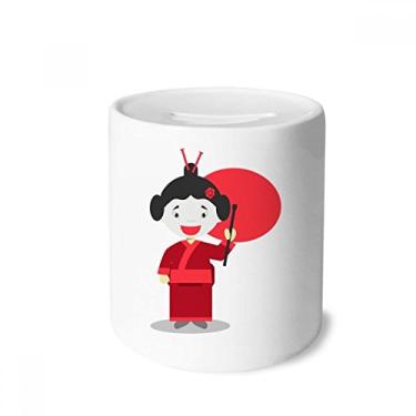 Imagem de DIYthinker Caixa de dinheiro vermelha branca com desenho japonês, porta-moedas de cerâmica, presente de cofrinho