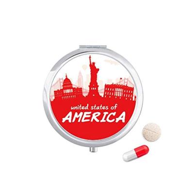 Imagem de Caixa de comprimidos Red Outline Landmark America USA Caixa de armazenamento de medicamentos Dispensador de recipiente