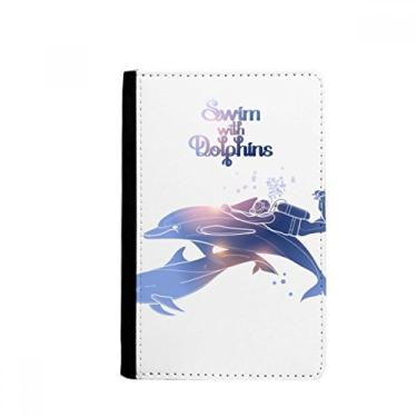Imagem de Bolsa para cartão com capa de carteira Swim With Dolphins Illustrate para passaporte Notecase Burse
