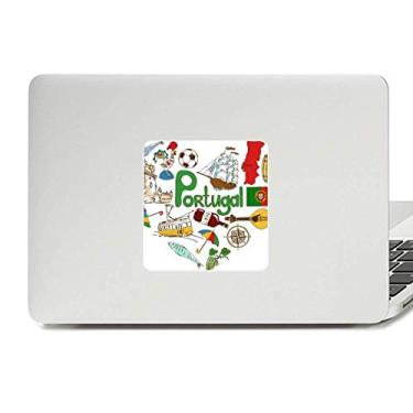 Imagem de Adesivo de vinil com bandeira nacional de Portugal Love Heart Landscap para laptop