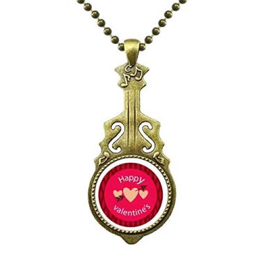 Imagem de DIYthinker Colar rosa Feliz Dia dos Namorados Coração Coração Colar Joias Pingente Música de Guitarra Antiga
