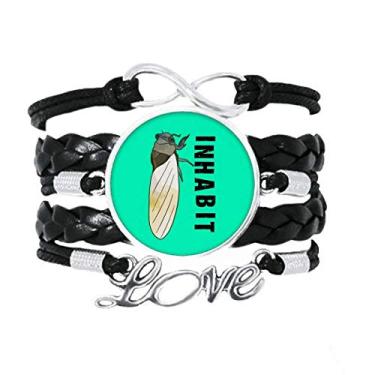 Imagem de OFFbb-USA Pulseira Inhabit Cicada Allemada Neviifolia Bugs Pulseira Amor Acessório de Couro Trançado Corda Pulseira Presente