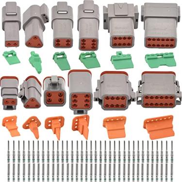 Imagem de JRready Kit de conectores DT 2 – 12 pinos Gray Conectores à prova d'água/16 terminais/plugues de vedação, ST6134, ST6134 2-12 Pin Barrel Style