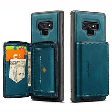Imagem de Carteira 2 in 1 Detachable Wallet Case For Samsung Galaxy Note 10+, Leather Slim Shockproof Phone Back Case,Magnetic Stand Protective Zipper Wallet Case W Card Holder+Money Pocket (Color : Blue)