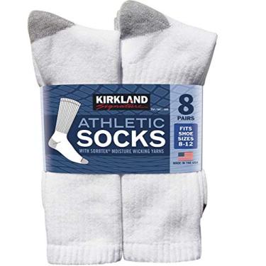 Imagem de Kirkland Signature Meia masculina atlética 8 pares, branca (branca, 8-12)