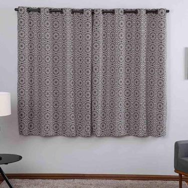 Imagem de Cortina Ipanema Jacquard Estampado 2,00x1,70m Para Sala Quarto Varão 2m - Azulejo Cinza