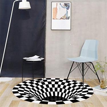 Imagem de Tapete de vórtice 3D preto e branco, tapete antiderrapante para quarto, fácil de limpar, adequado para sala de estar, sala de jantar, casa e escritório (100 * 100 cm x:li-1)