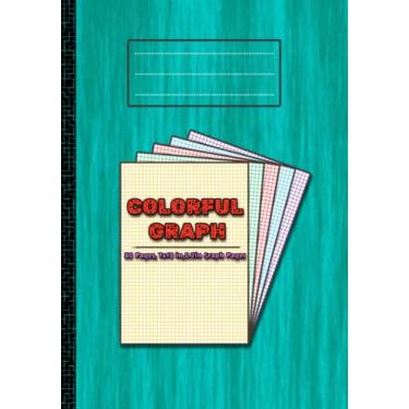 Imagem de Caderno de composição de papel quadriculado colorido: Caderno de papel quadriculado multicolorido, para escola, matemática, física, engenharia ou várias atividades criativas... | ... Caderno de papéis – Caderno de composição)
