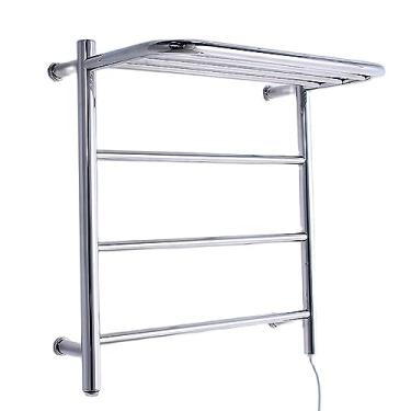 Imagem de Toalheiro elétrico 304 aço inoxidável inteligente temperatura constante 5 min trilho aquecido hotel banheiro aquecedor de toalha montado na parede com 3 barras, prata, 610 * 510 * 350 mm