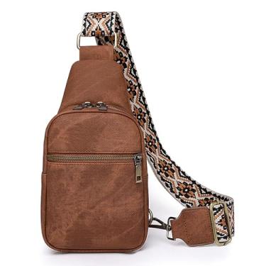 Imagem de Long Keeper Bolsa tiracolo pequena - bolsa feminina masculina de couro vegano para telefone bolsa de viagem tiracolo, bolsa transversal casual, Marrom