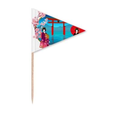 Imagem de Kimono Girl Japan Culture Umbrella Toothpick Triangle Cupcake Toppers Flag