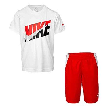 Imagem de Conjunto de 2 peças de camiseta e shorts Dri-Fit para meninos Nike (University Red(76G054-U10)/Branco, 3T)
