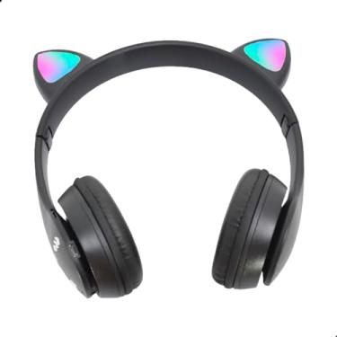 Imagem de Fone Infantil Gatinho Led Colorido Menina E Menino Bluetooth (PRETO)