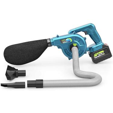 Imagem de Soprador de folhas elétrico conveniente, soprador de jardim sem fio 2 em 1 e aspirador e triturador mudança de velocidade contínua com uma mão/leve (cor: 1 bateria de lítio, tamanho: 138000H) (1