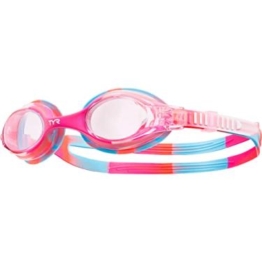 Imagem de Óculos de Natação Infantil TYR Swiples Tie Dye Rosa/Branco Lente Transparente