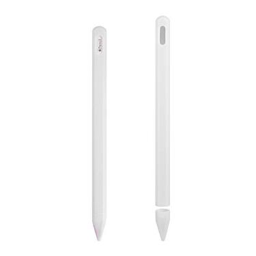 Imagem de ZALU compatível com Apple Pencil (2ª geração), capa de silicone de proteção total com suporte de manga + capa de ponta, Branco